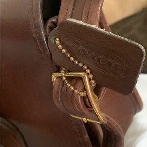 Coach Rich Brown Leather Handbag with Gold Details